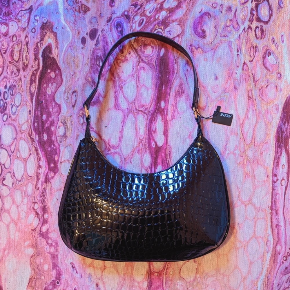 Black faux Croc shoulder bag